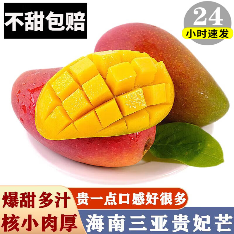 京蚨鲜海南三亚贵妃芒果新鲜水果礼盒当季现摘红金龙 带箱9.5-10斤中果【100-150克】净重9斤