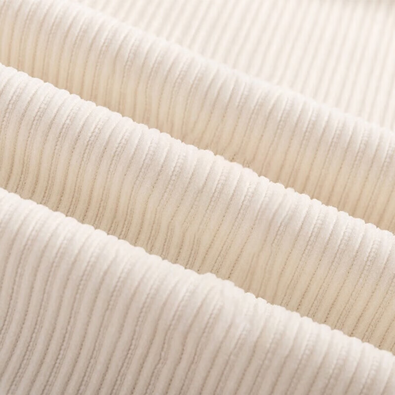 诗莉奥(SHILIAO)长裤骨纹阔腿家居裤气质高腰抽绳百搭显瘦百褶皱条纹垂感 春秋基础款-米白色 均码 【适合高155-175/臀75-100】