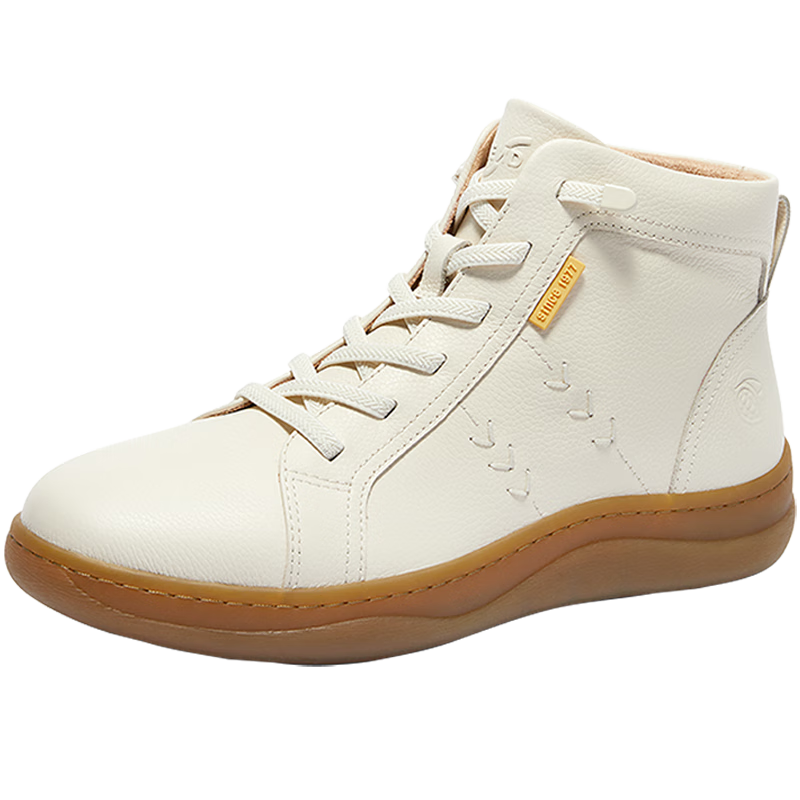 森達(dá)休閑靴女款冬季新款商場(chǎng)同款舒適平底短皮靴4CFX3DD4 米色絨里 34