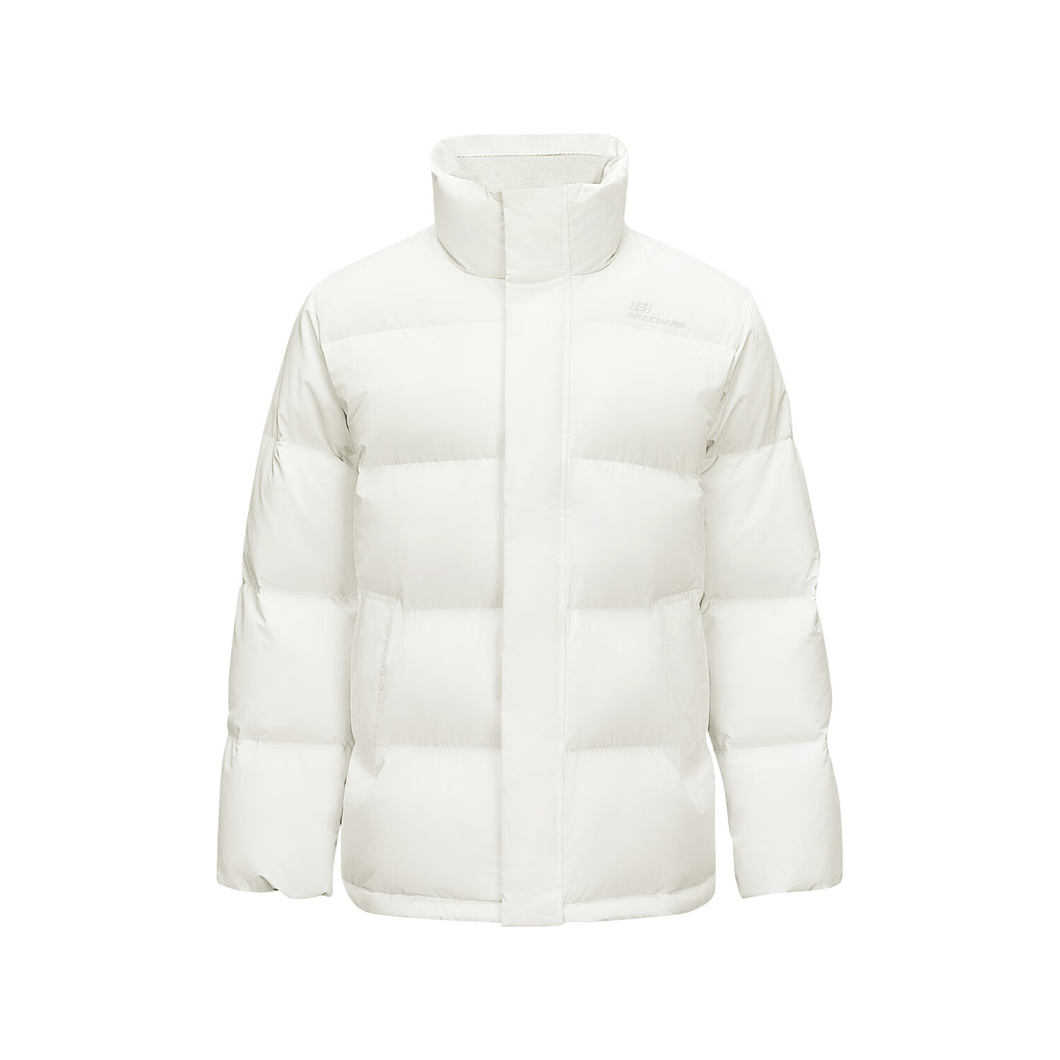 斯凯奇男女同款保暖轻盈时尚梭织短款羽绒服外套L324U108 棉花糖白-0074 XS