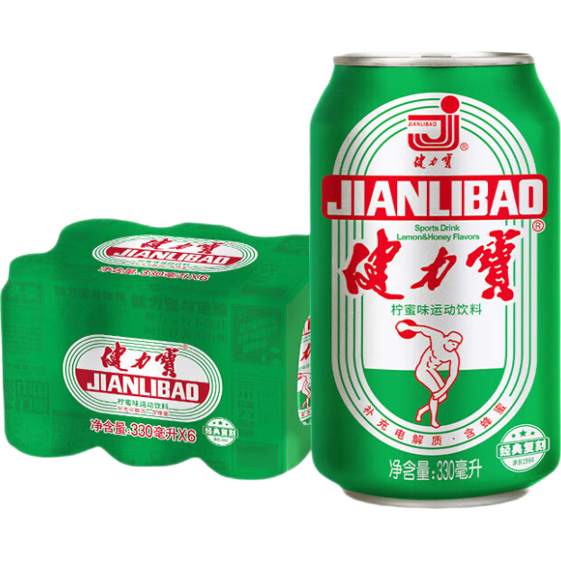 闭眼买：健力宝运动碳酸饮料含蜂蜜补充电解质柠蜜味330ml*6罐经典国潮1984
