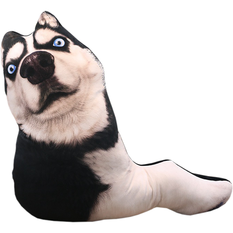 表情创意卡通动漫抱枕搞怪靠垫毛绒玩具神烦狗哈士奇抱枕二哈狗头