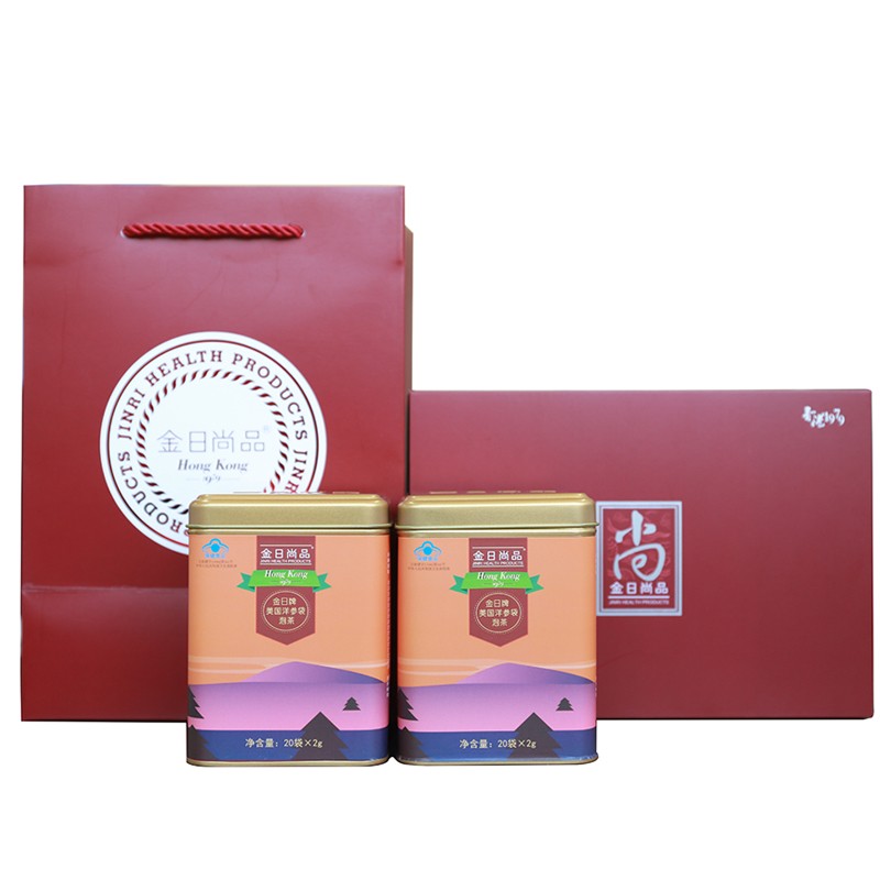 金日尚品美国洋参袋泡茶2g*20袋 *2罐礼盒装，独立小方袋，冲泡方便，出差商务旅行好伴侣 1盒