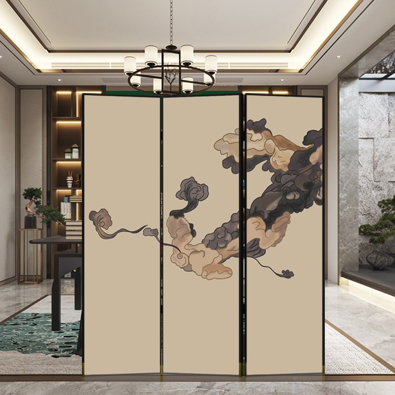 睿泽之家定制屏风隔断客厅餐厅办公室装饰遮挡新中式禅意祥云铝合金