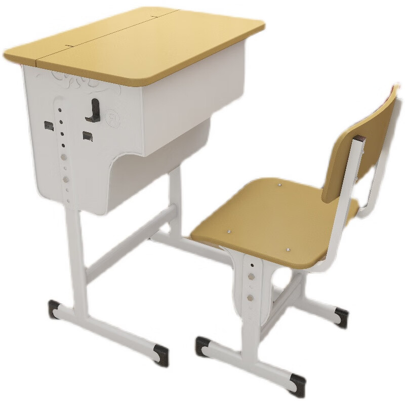 嘉菁衍中小学校学生单人可升降翻盖课桌椅辅导培训班学习桌 黄色