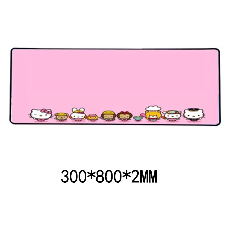 鼠标垫超大加厚书桌面垫子电脑办公电竞游戏学生卡通垫防滑加厚 大号-kitty猫-30*80厘米*2毫米