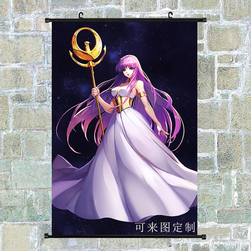挂画卷轴神圣衣海报沙加客厅寝室二次元装饰画可来图定制 女神雅典娜
