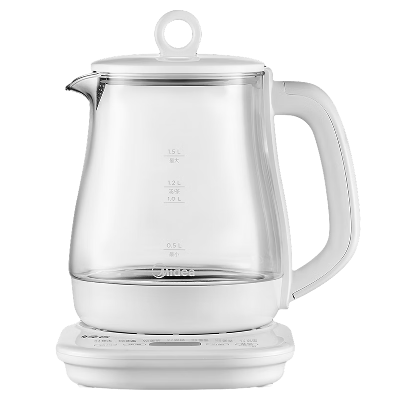美的（Midea）养生壶 煮茶器 烧水壶 煮茶壶 多段保温玻璃花茶壶 1.5L大容量烧水煮茶一体 轻音柔声炖煮智能预约 【壶嘴滤网】MK-Y15X-J