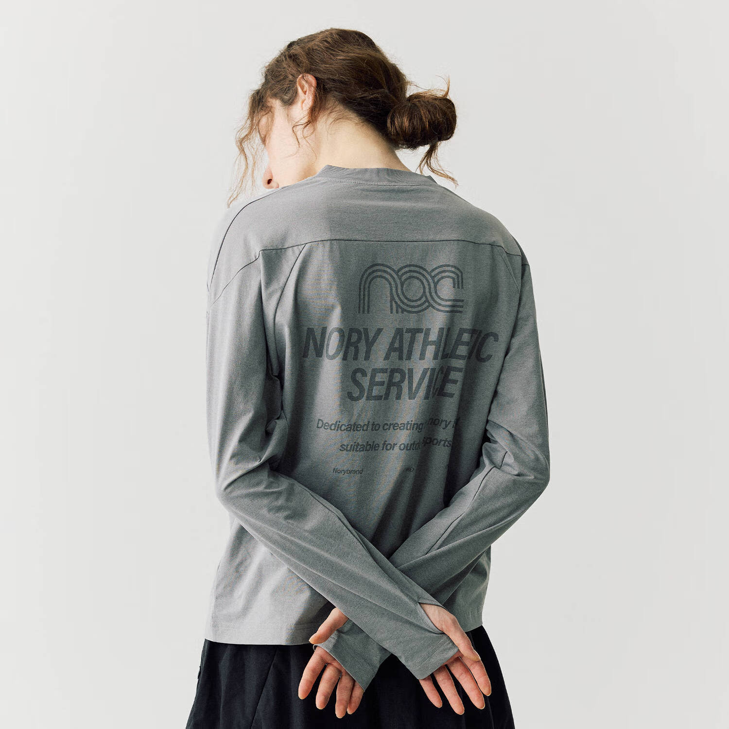 NORYBRAND 24FW户外功能性速干衣结构运动印花长袖休闲T恤打底衫 紫蓝色 L