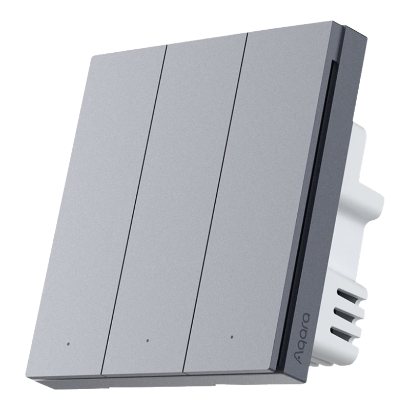 Aqara智能墙壁开关H1单火遥控开关智能开关远程控制已接入苹果HomeKit H1（单火线三键版）星夜灰