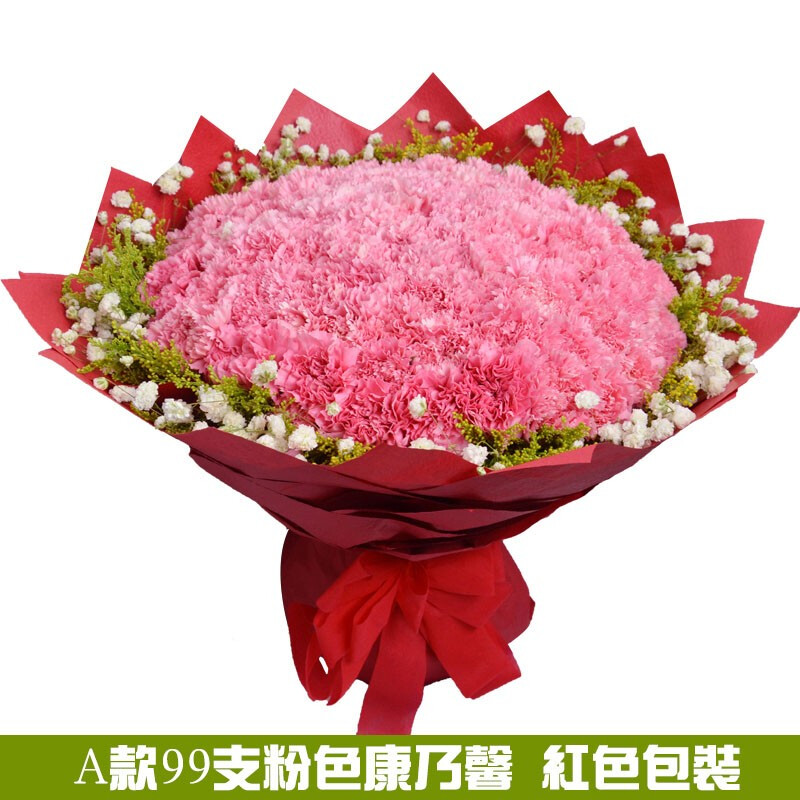 鲜花 同城配送99朵粉色康乃馨大花束生日礼物节日送妈妈长辈老师北京