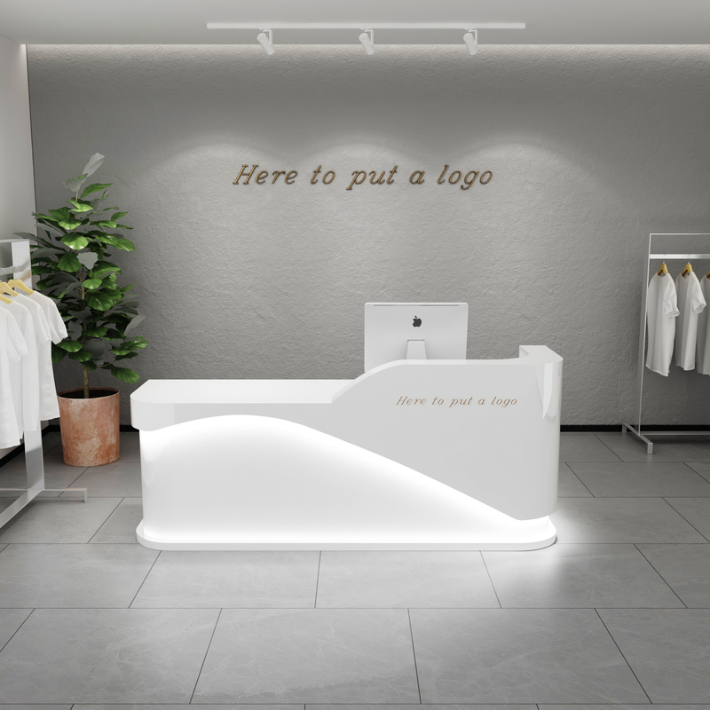 全友家私简约现代美容院前台美甲服装店收银台美发店7l转角弧形吧台