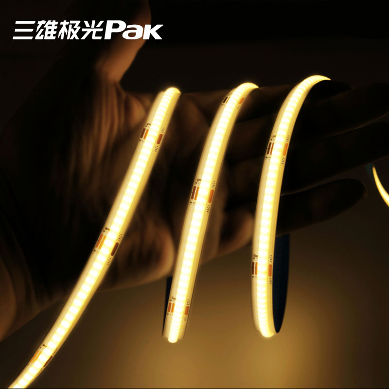 三雄极光led灯带24v银河低压cob软灯条家用自粘裸板展柜线形灯槽 8W COB【10米】320灯 24V 宽5mm 3000K暖黄