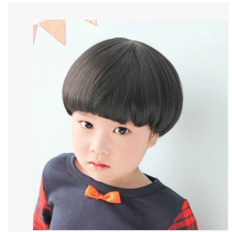 儿童假发 女孩假发 小孩女宝宝长发女童假发公主发 蘑菇头黑色
