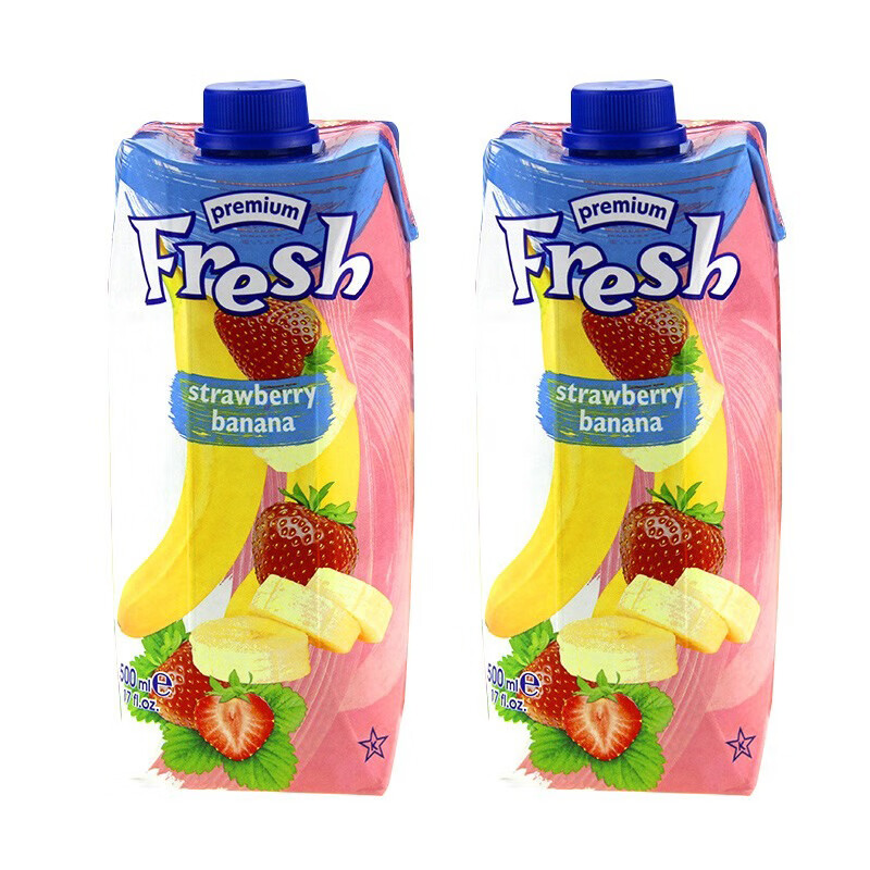 鲜芬保加利亚进口果汁饮料 500毫升果蔬饮料 香蕉草莓汁  500毫升*3瓶