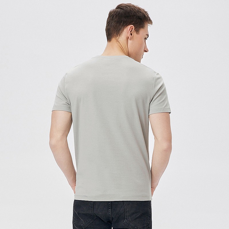 红豆男装 短袖t恤男刺绣印花圆领弹力t恤新款 s3灰色 180/96a
