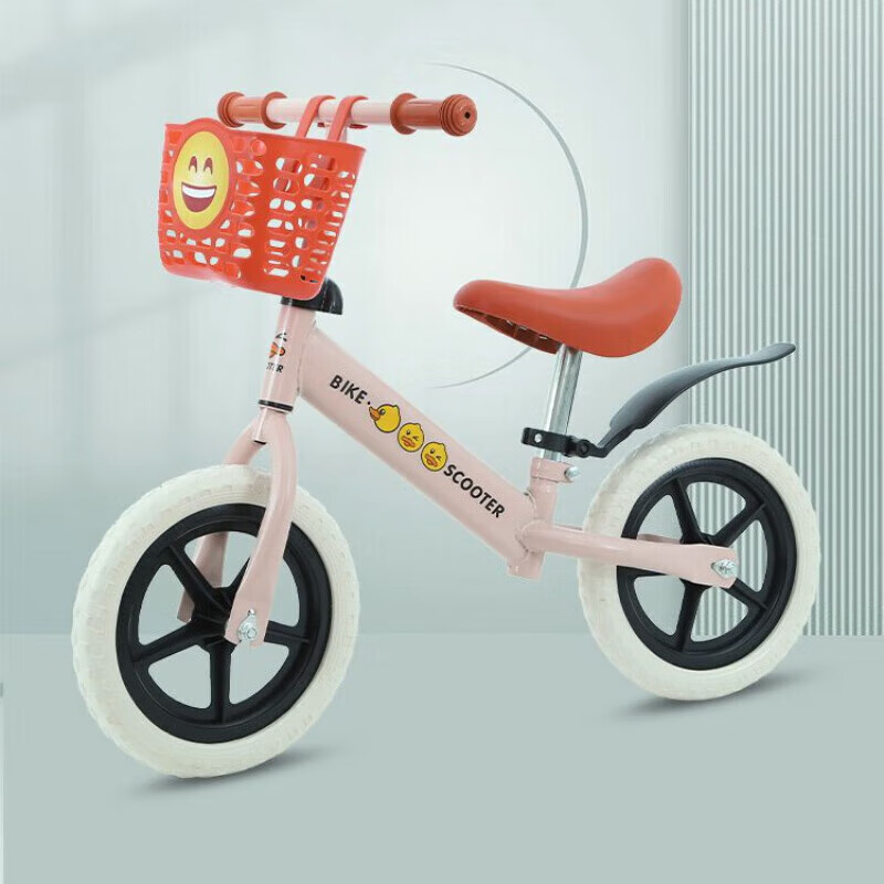 初赞（Chuzan）【1】儿童平衡车2-3-6岁滑步车宝宝无脚踏自行车学步双轮 复古粉 车座+车筐+挡泥板+座管套