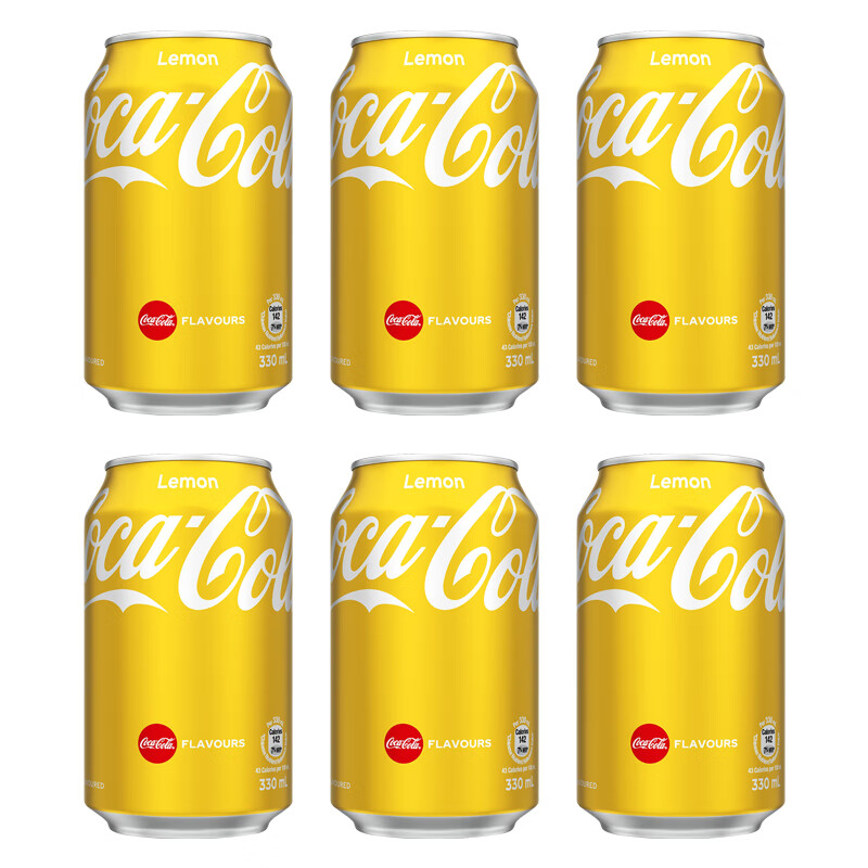 可口可乐（Coca-Cola）香港进口 柠檬汽水可口可乐碳酸饮料组合装 网红夏日饮品 柠檬可乐330ml*6罐