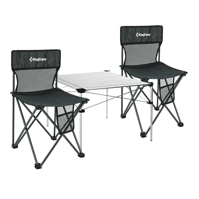 KingCamp户外桌椅套装 庭院烧烤户外露营阳台休闲摆摊广告宣传套装超轻便携铝合桌+户外靠背椅*4 KC3961套装