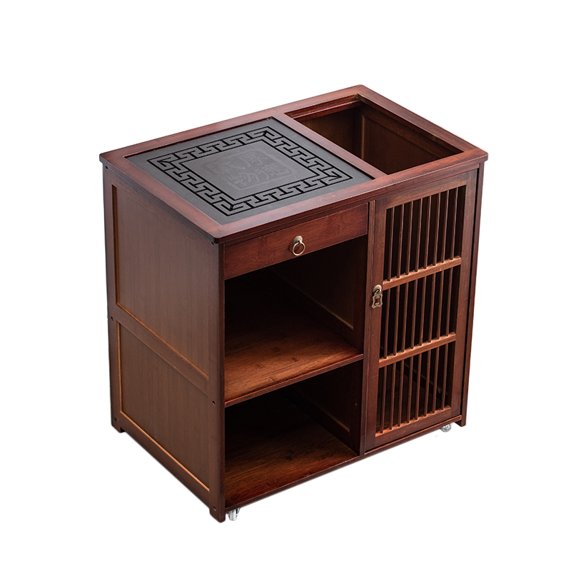 淘慕 可移动实竹木茶台茶几家用小茶桌客厅茶水柜架泡茶车阳台功夫茶盘茶桌 单个(单抽屉)泡茶柜+带盖板
