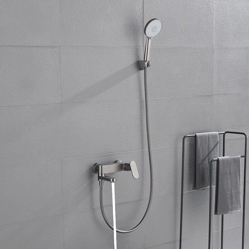 奥罗登 枪灰色全铜升降杆小花洒套装用沐浴淋雨恒温冷热花洒水龙头