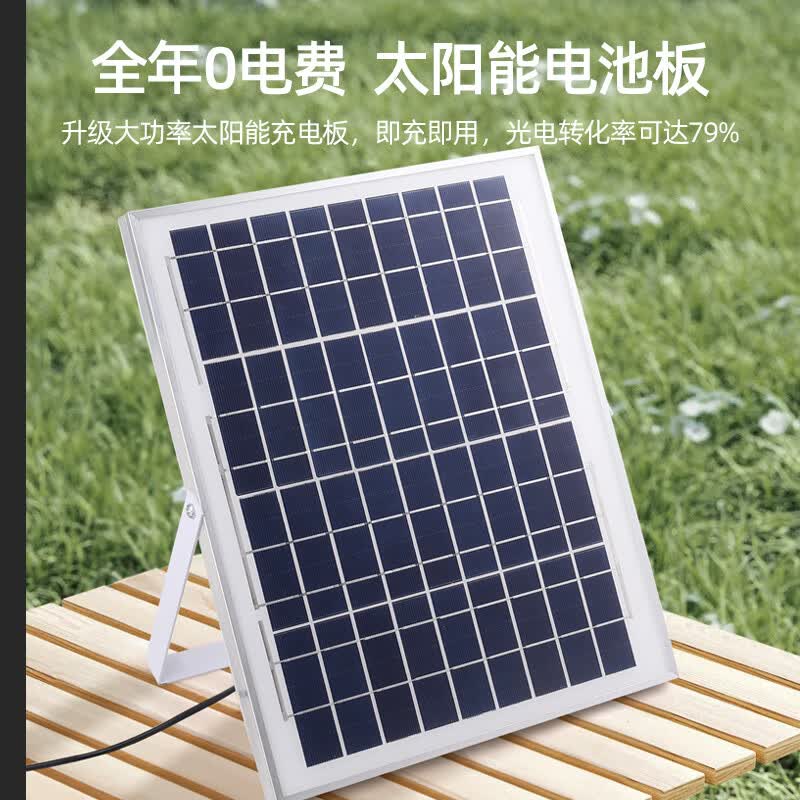 风轻杨太阳能充电趴地扇工业风扇台扇直流变频无刷电机超长续航48小时12档大风力户外防水风扇学生宿舍 【选配】太阳能板20w线长5米