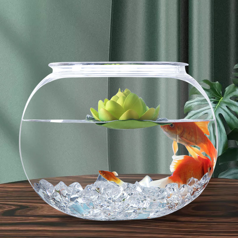 京东2khidom鱼缸水族箱小型桌面鱼缸透明圆形防摔金鱼缸客厅办公室