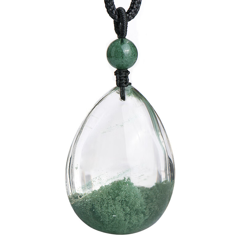 天魅收藏级天然绿幽灵吊坠女聚宝盆金字塔绿幽灵水晶项链男 35646