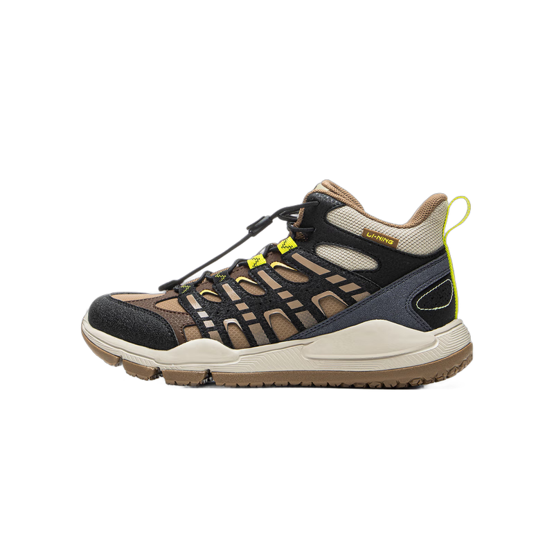 李宁岩峦LITE丨童鞋户外鞋男女大童夏季反光减震回弹休闲运动鞋 可卡棕/黑色/瓷秘色-13 36