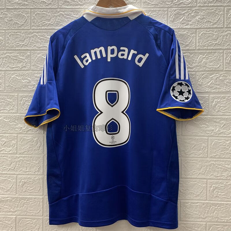 切尔西球衣2008欧冠版主场短袖足球服 8号兰帕德特里复古车仔队服 单