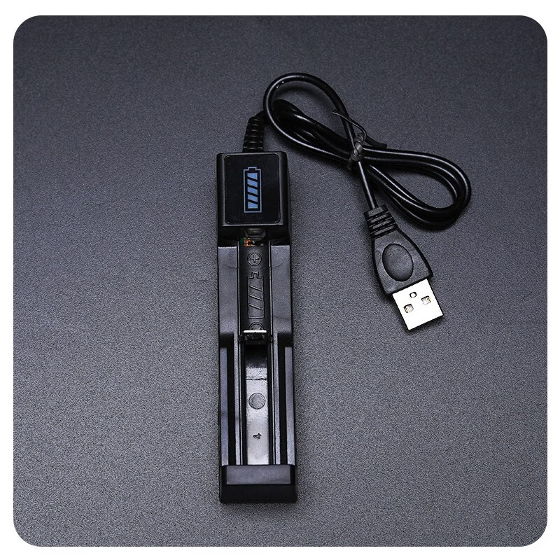 spriggan多用途USB单槽充电器18650锂电池18640充电器通用手电筒智能快充 黑色