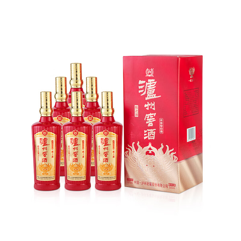 泸州老窖股份出品 浓香型 白酒 纯粮酒 52度 500mL 2瓶 泸州窖酒 龙之源