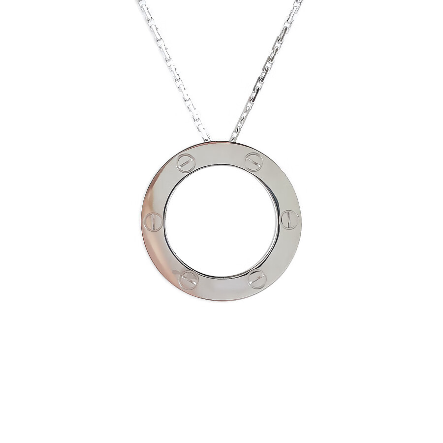 【二手95新】cartier卡地亚18k白金无钻大圆饼love项链