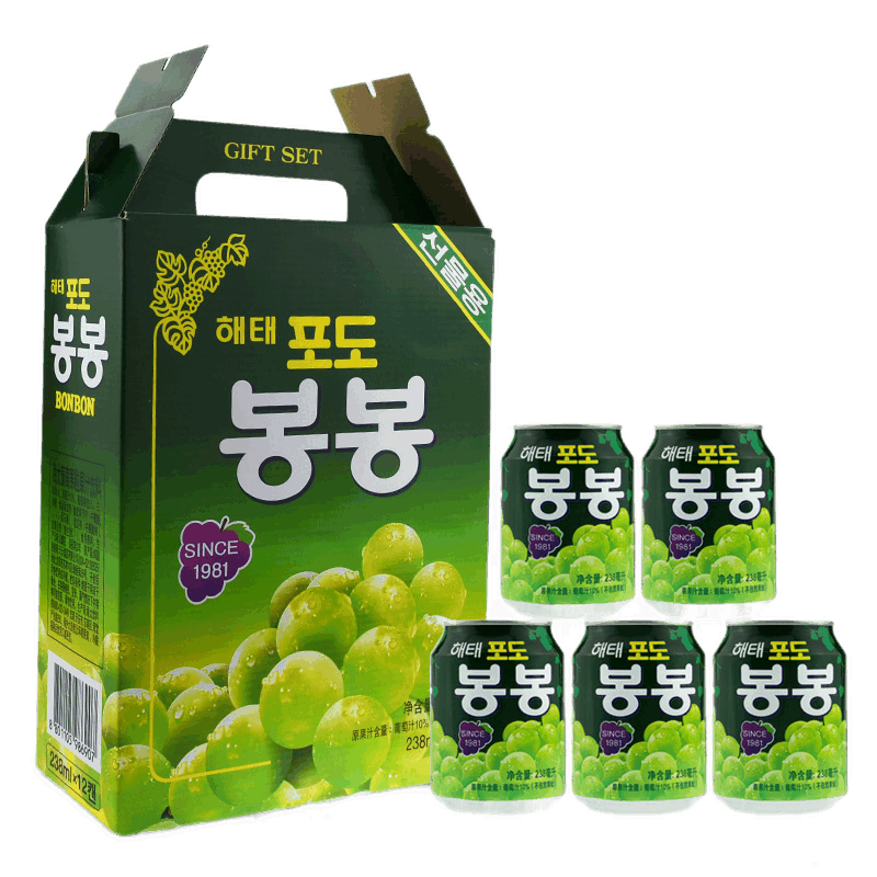 海太韩国原装进口饮料饮品葡萄汁果肉网红过年送礼 海太葡萄汁12瓶*