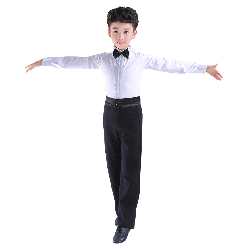 长袖男童拉丁舞服装春夏儿童舞蹈服少儿拉丁舞比赛服装练功服男孩
