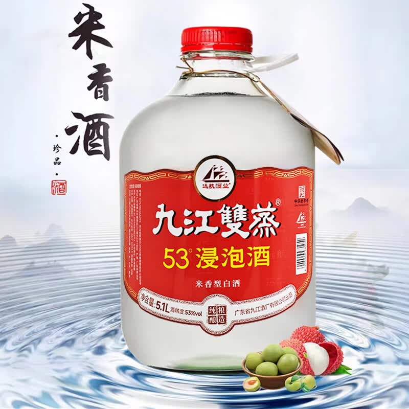 远航九江广东米酒白酒 双蒸酒 泡青梅果酒自酿浸泡酒 纯粮 53度 5.1L 1瓶 九江双蒸浸泡酒