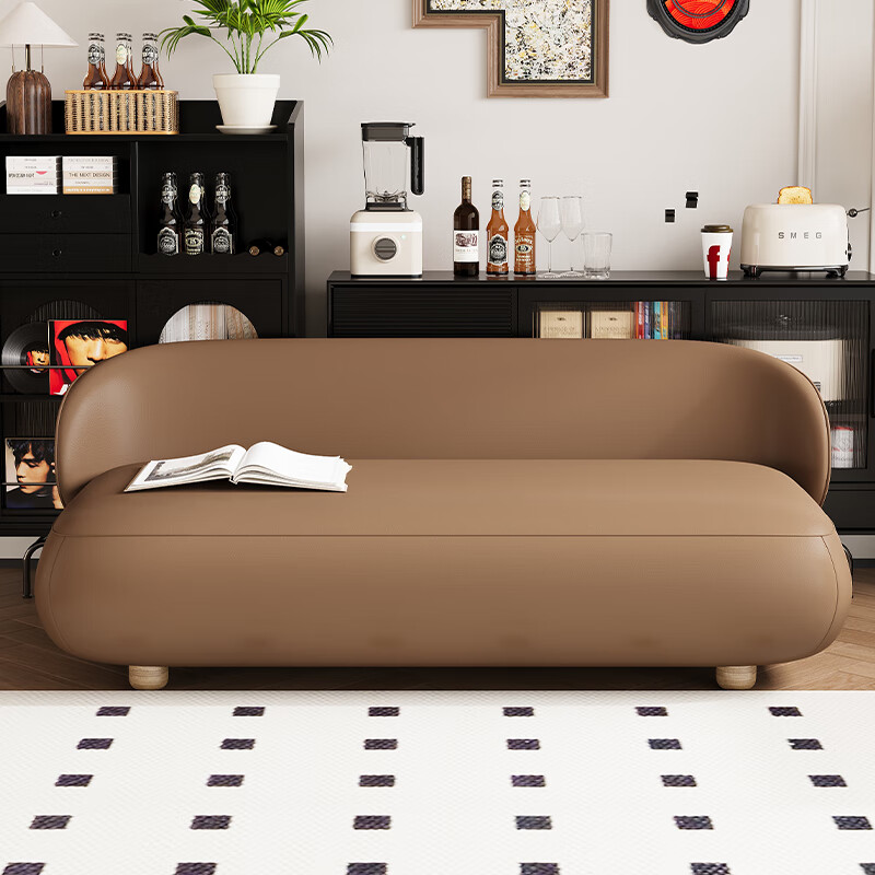 铁知音法式网红公寓卧室一米二小沙发猫抓皮真皮双人沙发小户型客厅皮