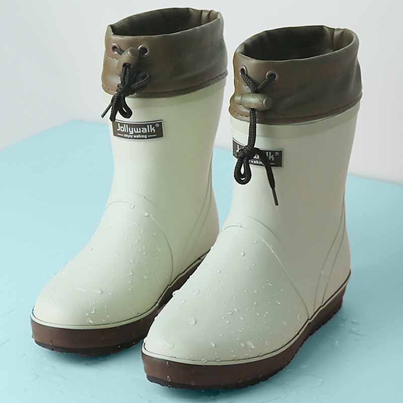 非常行（Jolly Walk） 雨鞋女 雨靴短筒时尚水鞋防水胶鞋套鞋水靴JW302 浅米色 37
