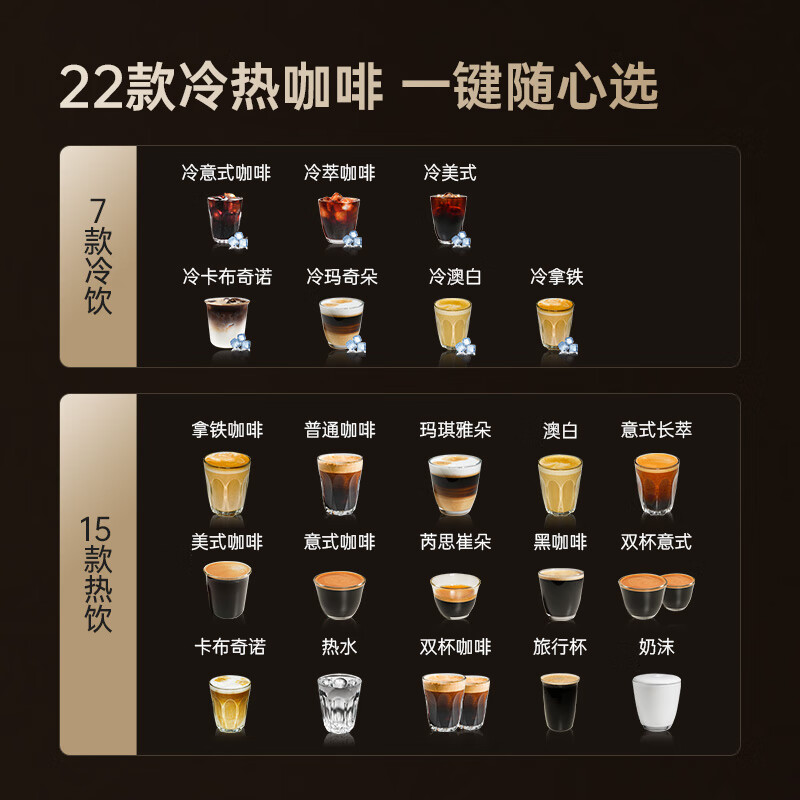 咖啡自由(KAxFREE)A5全自动咖啡机 智能冷萃 家用办公室研磨一体机自动奶泡 A5 浅云银
