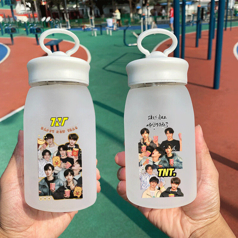 hywlkjtnt时代少年团玻璃杯韩版马嘉祺丁程鑫宋亚轩磨砂水杯子潮流
