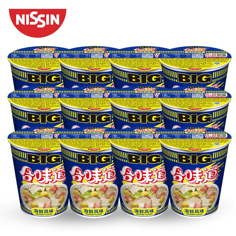 日清 合味道BIG杯面整箱装 速食方便面网红泡面桶面 海鲜风味108g*12杯