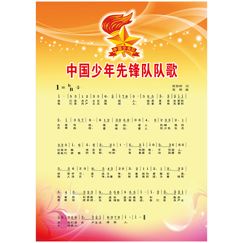 少先队制度宣传画挂图展板入队誓词中国少年先锋队队歌章程队礼覆膜