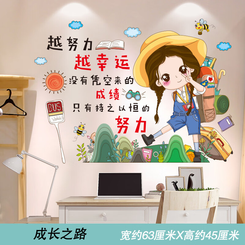 书桌房间卧室床头布置励志纸自粘装饰画学 成长之路 大