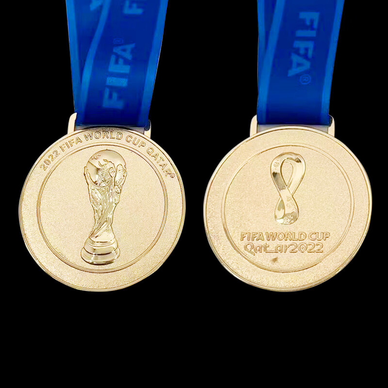 卡塔尔世界杯金属奖牌足球运动比赛大力神杯纪念品宣传品 世界杯奖牌