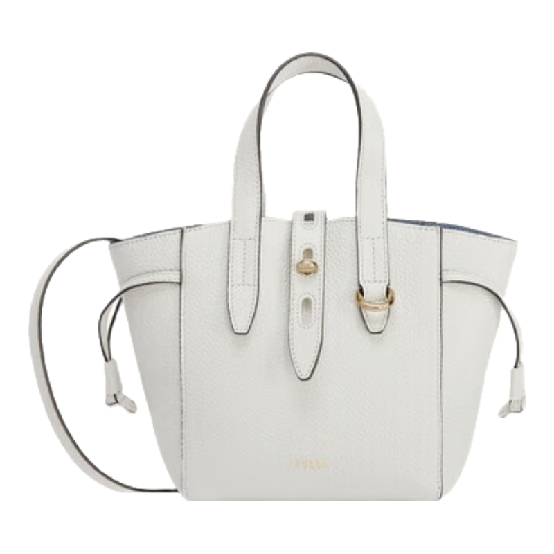 芙拉（FURLA）【價(jià)保11.11】NET菜籃子牛皮迷你小托特包女士單肩手提斜挎包 棉花糖白