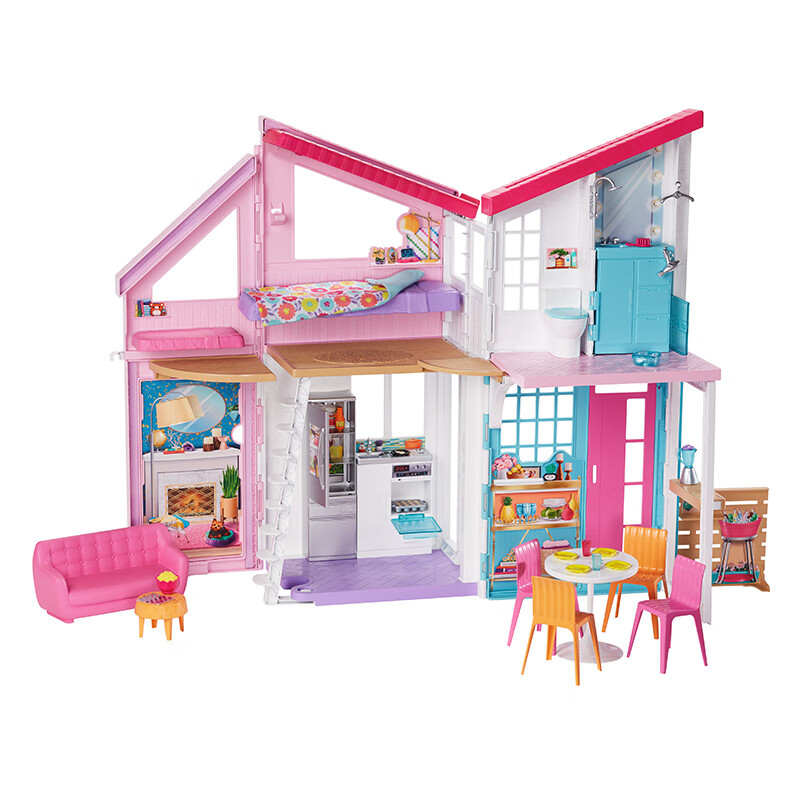 芭比(Barbie)女孩礼物过家家玩具芭比娃娃梦幻城堡芭比娃娃玩具-新马里布市政屋FXG57