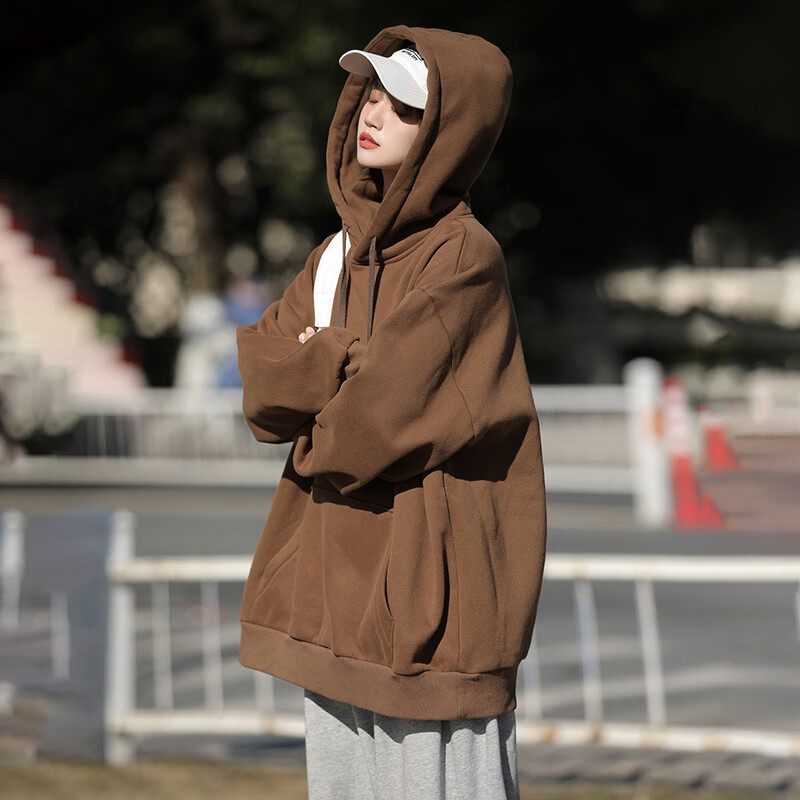 卫衣男春秋薄款连帽硬挺内搭oversize情侣装外套 咖啡色-bngyl-8900 m