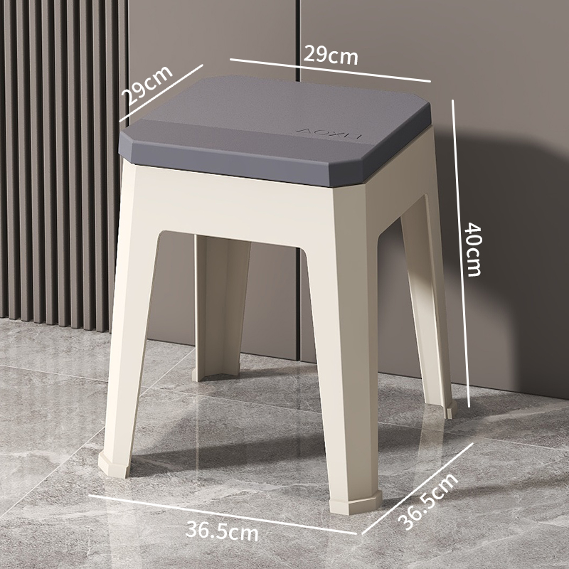 塑料小矮凳北欧加厚塑料沐浴室防滑家用客厅换鞋方凳洗澡小板凳 北欧卡其(升级加厚- 承重300斤)40高