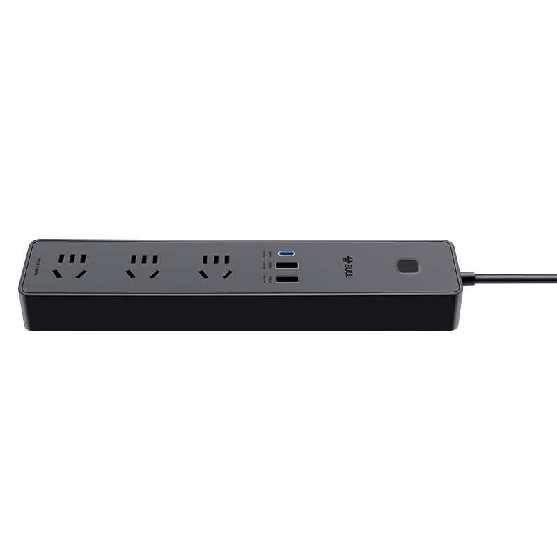 BULL 公牛 插座/智能USB插座/插排/排插/接线板 GNV-UU1653黑色 65W快充全长1.8米