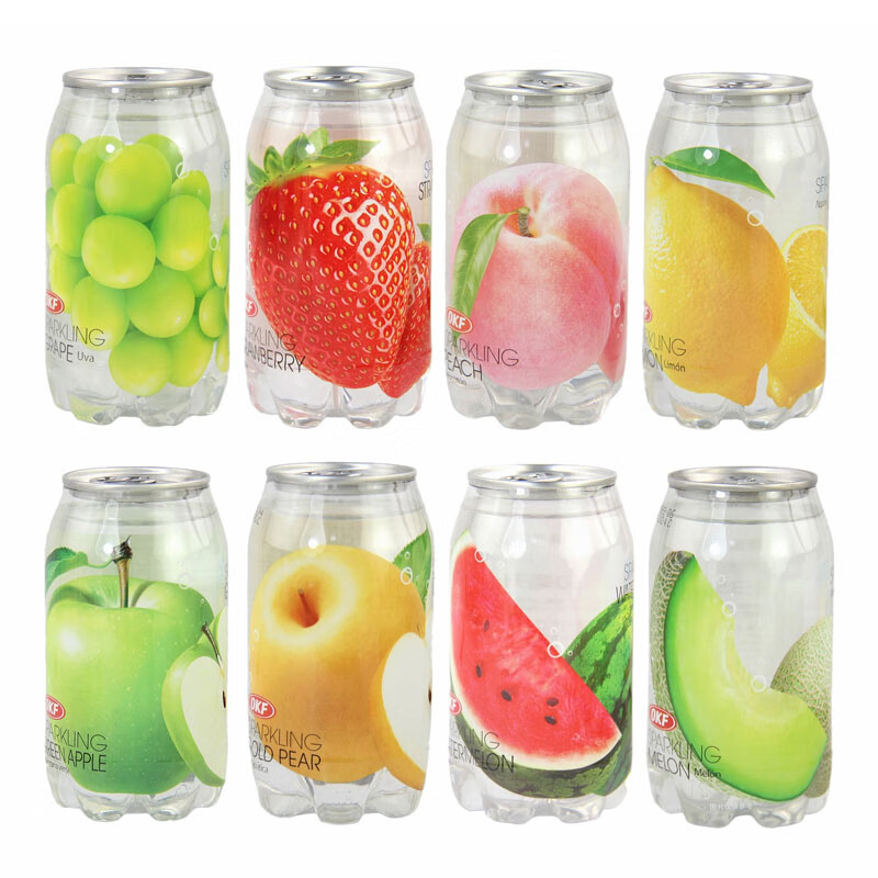 OKF韩国进口OKF果味气泡水葡萄草莓柠檬西瓜味汽水碳酸饮料网红饮品 随机6种口味各1罐